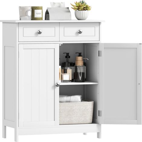 Meuble de Salle de Bain avec 2 Tiroirs 60 x 30 x 75 cm Blanc (1/5)