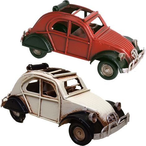 Signes Grimalt Car 2U Veicoli vintage rossi - Figura decorativa in metallo resistente alla corrosione e agli urti
