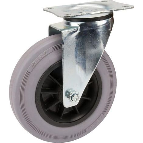 Roulettes pivotantes à bandage en caoutchouc noir TENTE 3470PIR200P63 (1/4)