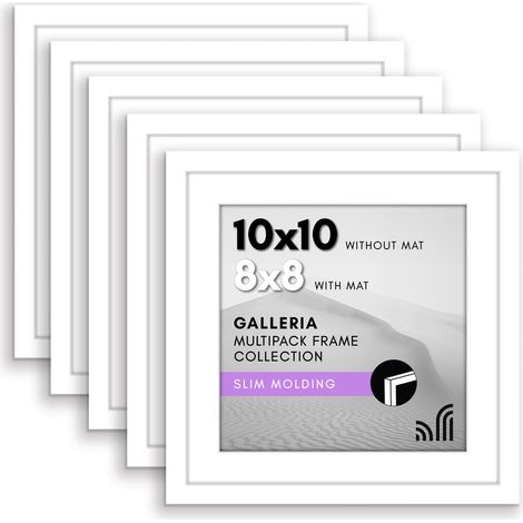 Lot de cadres photo de 25,4 x 25,4 cm - Utilisation comme cadre photo de 20,3 x 20,3 cm avec passe-partout ou cadre de 25,4 x 25,4 cm sans passe-partout - Cadre photo de collage avec (1/5)