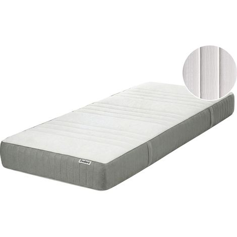 Materasso EU Duro 80 x 200 cm Bianco Grigio Schiuma Imbottitura Poliestere Sfoderabile Fancy (1/5)