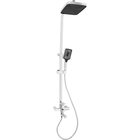 【Chauffage et ventilation】Ensemble de douche pour salle de bains, Pommeau Pluie Carré 30x20 cm, Ensemble de Douche avec Barre Réglable 80-110 cm, Flexible 1,5 m, Installation Facile, Hauteur Ajustable (1/5)