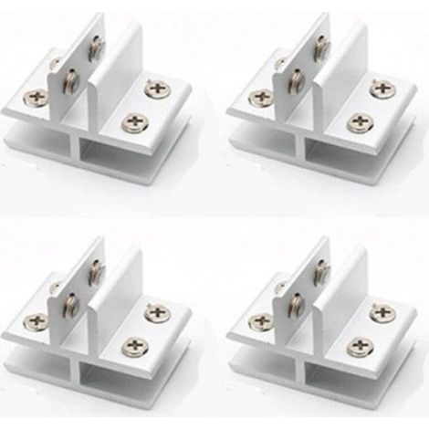 Lot de 4 pinces à verre en forme de T avec support en verre pour fixation sur 3 panneaux latéraux, douche, tables, panneaux, 10-12 mm (1/5)