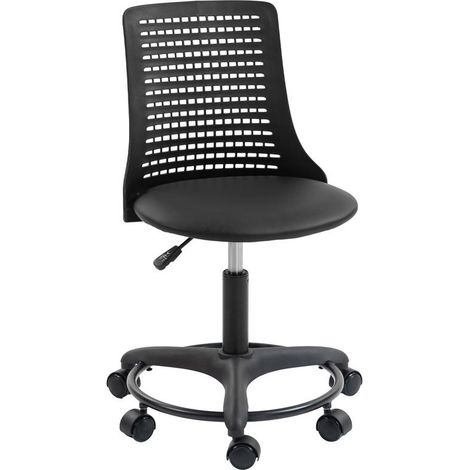 Chaise bureau noire sans accoudoirs pivotante dossier creux réglable hauteur design sobre compact bureau (1/5)