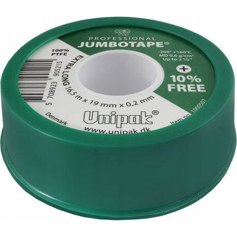 Cinta de teflón unipak jumbo tape 19 mm 16,5 m (1/2)