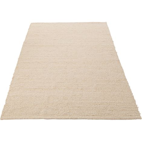 Tapis tissé écru en coton lin et polyester douceur beige - Écru naturel doux (1/2)
