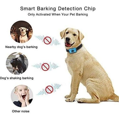 Collier Anti-aboiement Chien, Vibration et Bip Collier Anti-aboiement Dispositif pour Grand Moyen Petit Chiens, Réglable Collier Dressage Automatique 7 Niveaux de Sensibilité - Bleu