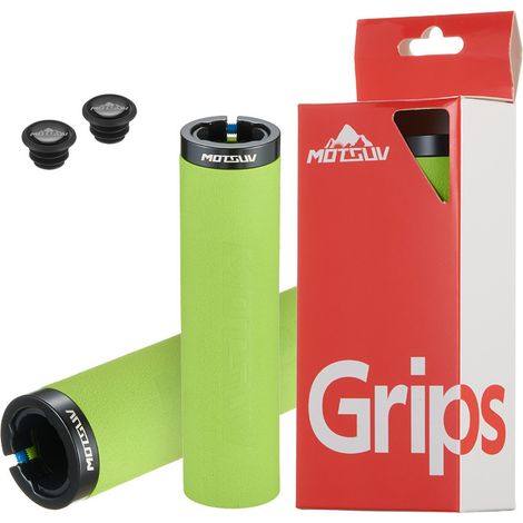 Corps vert avec anneau noir Poignées de guidon de vélo, guidons de verrouillage ultralégers en alliage d'aluminium, guidons en mousse antidérapants et amortissants, accessoires de vélo. (1/5)