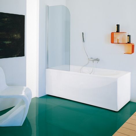 Samo - Pare-bain 85-87 cm Ht.160 cm profilé en alu chromé brillant verre arrondi transparent - B1699ULUTR