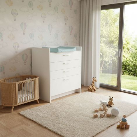 Cassettiera Fasciatoio Moderna con Cassetti - Bianco (1/5)