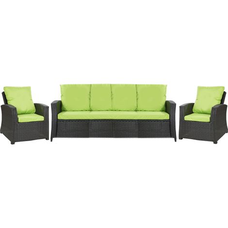 Lot coussins pour salon de jardin résine tressée 5 personnes, coussins pour canapé 160x50x7cm Citron, coussins pour fauteuil de jardin 2x50x56cm (1/5)