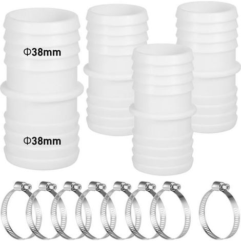 Raccordements tuyau piscine - 4 pièces, 38mm +8 colliers inox - Convient pour piscines (1/5)