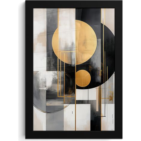 Framed Poster Abstract - Gold - Silver - Shapes - Aesthetic - Modern 20x30 cm (1/5)