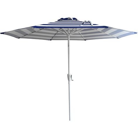 Gerader Sonnenschirm BANDOL rund 2,70m Durchmesser blau gestreift