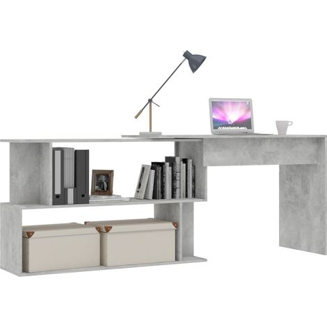 Bureau d'angle Gris béton 200x50x76 (1/5)
