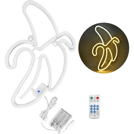Lampe Néon LED Multicolore Banane Décoration Murale Restaurant Familial Vacances Tête Blanche, Peau Chaude (1/5)