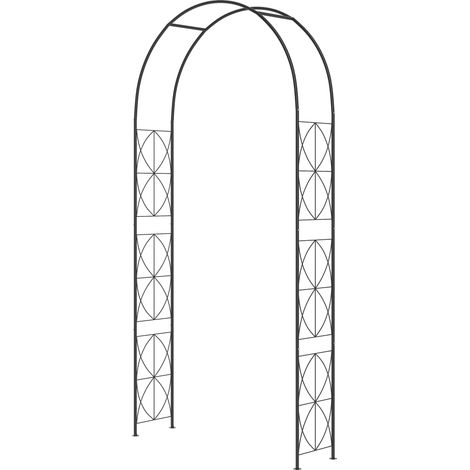 Schwarzer schmiedeeiserner Gartenbogen 114x30x230 cm für Rosen und Kletterpflanzen, Epoxid-Metall-Rankgitter