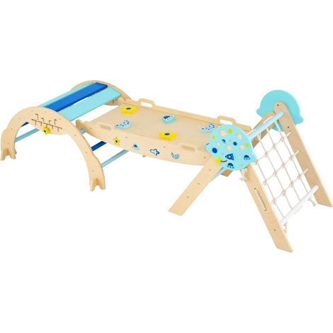 Ensemble d'escalade triangle pliable 204 x 53 x 56 cm développement moteur jouet éducatif design scandinave en contreplaqué naturel