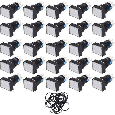 25 pcs boutons poussoirs lumineux auto-verrouillants, interrupteur à micro-contact pour dispositifs industriels 220V 5A (1/5)