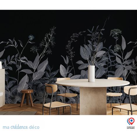 Papier peint : Fleurs Eucalyptus noir - Intissé - L.200 x H.280 cm - Bleu pigeon (1/5)