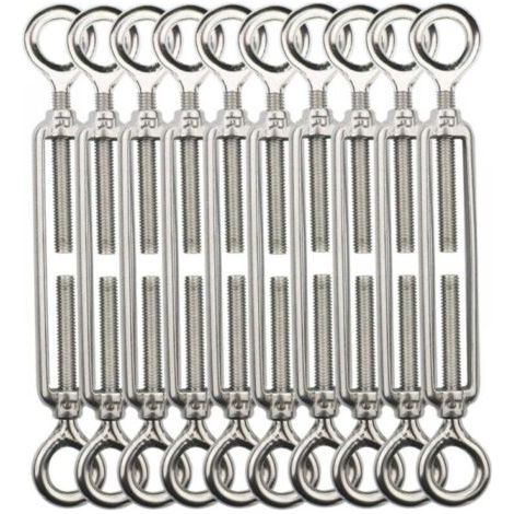 Tendeur de câble M8, Tendeur de câble en acier inoxydable 304 pour corde à linge, cintre, câble de corps -10 pcs. (1/4)