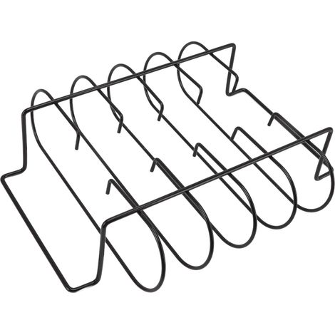 Rippchenbräter aus Gusseisen zum Räuchern und Grillen, fasst bis zu 4 Rippchen, perfekt für Grillzubehör im Freien (1/5)