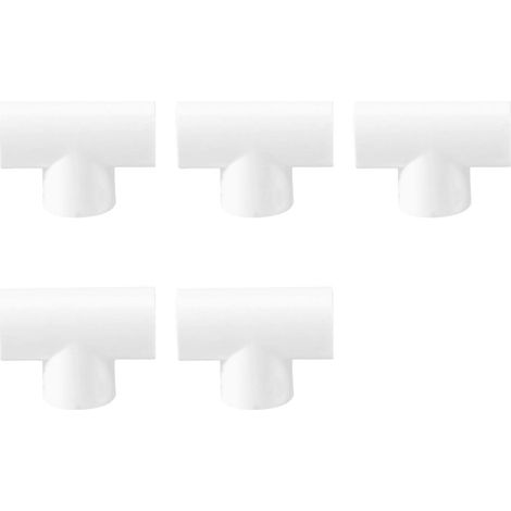 Raccord en T PVC 20 mm à 3 voies pour tuyau d'eau, blanc, lot de 5 (1/4)