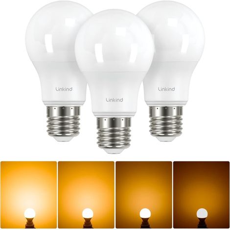 Ampoule Led E27 Dimmable, 7,3W Équivaut à 60W, Blanc Chaud 2700K, 806lm, Ampoule Edison A60 Gros Culot à Vis, Lampe Intensité Variable 220-240v, lot de 3 (1/5)