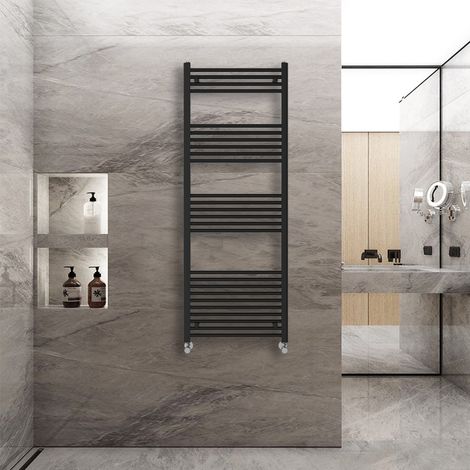 WarmeHaus Straight Heated Towel Rail Warmer Black 1600x600mm