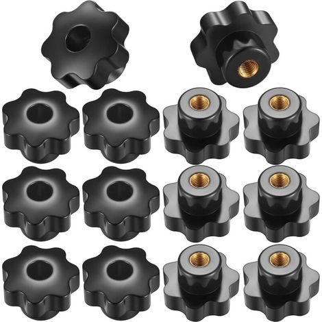 14 Pièces Bouton de Serrage à Filetage Moleté M8, Poignée Boutons en Etoile Filetage Intérieur pour Appareils Mécaniques, Instruments