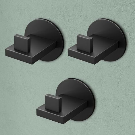 Mai & Mai Porte Manteaux Mural en Acier Inoxydable pour Salle de bain Cuisine Chambre Entrée Accroche Serviette 3 Crochet L Patère Murale Anti-chute Noir Mat 60×55×60 MM Stalo-08 (1/5)