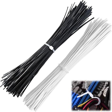 400 Pièces 15CM Serres-Câbles Plastiques Réutilisables Noirs et Blancs, Attaches Torsadées pour Organisation des Fils, Jardinage, Emballage et Rangement à Domicile (1/5)