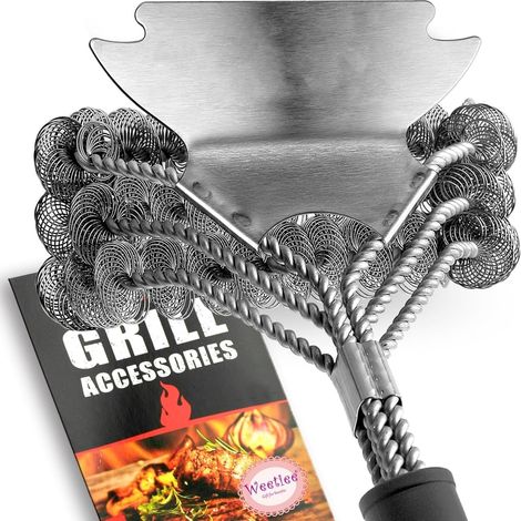 Brosse de nettoyage pour barbecue, grattoir en acier inoxydable, brosse de barbecue sûre, 43 cm, accessoire de barbecue sûr pour porcelaine, gaz et charbon de bois (1/5)