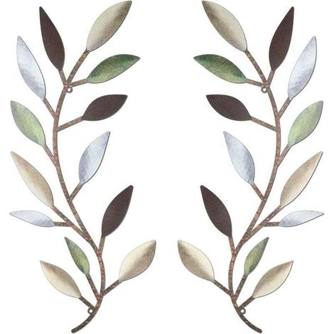 Bardusch-Feuille d'arbre en métal décoration murale vigne branche d'olivier feuille Art mural en fer forgé défilement au-dessus du lit, salon, décoration extérieure (1/4)