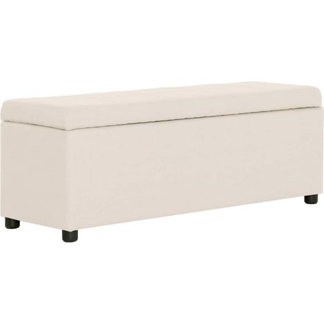 Bank mit Staufach 116 cm Creme Polyester
