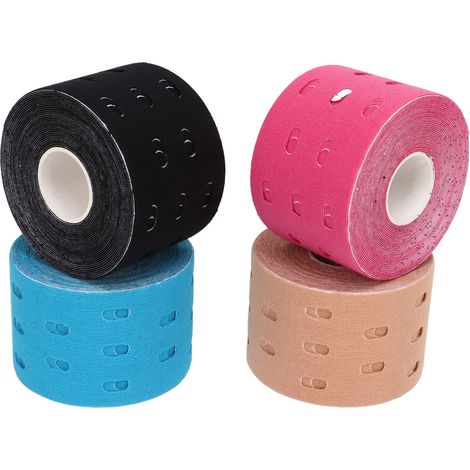 Lot de 4 bandes de kinésiologie imperméables, élastiques, respirantes et confortables pour le sport et le fitness. (1/5)