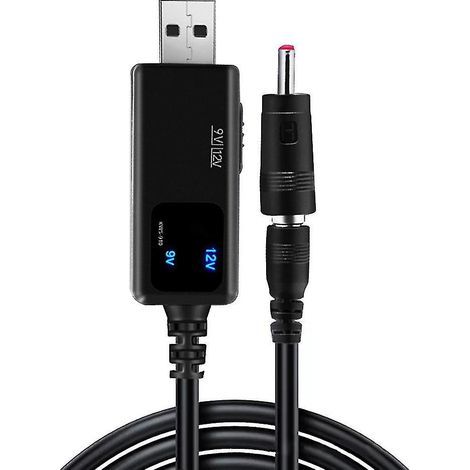 Câble convertisseur USB 9 V/12 V CC pour écran LED 1,35 mm/3,5 mm (1/4)