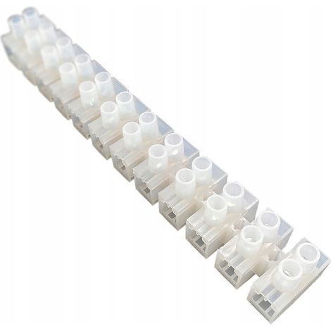 Barrette de connexion 12 bornes domino électrique 25mm 60A 400V PVC Blanc - HOROZ ELECTRIC (1/3)