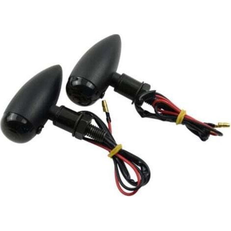 [JAMAIS UTILISÉ] 1 paire (coque noire noire) clignotants moto clignotants en métal voyants Mini ampoule ambre clignotants universels lampe lumineuse (1/4)