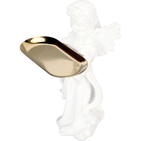 Ce plateau en résine, orné d'une statuette d'ange, mesure 30 cm de haut. Sculpté à la main avec une grande finesse, il est idéal pour les chambres, les bureaux, les cafés et autres lieux. (1/5)