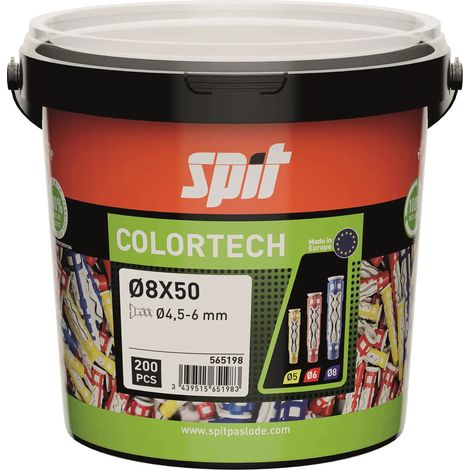 Seau de 200 chevilles bi-matière COLORTECH 8x50 sans vis - SPIT - 565198 (1/5)