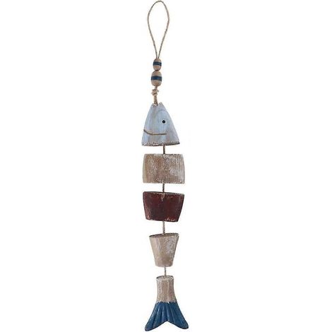 Poissons suspendus en bois, 1/2 pièce, décoration nautique, ornement mural méditerranéen pour la Méditerranée (1/4)