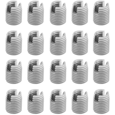 Lot de 20 inserts filetés autotaraudeurs fendus en métal M4 x 8 mm (1/5)