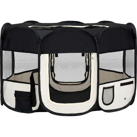 Parc pliable pour chien avec sac de transport Noir 125x125x61cm (1/5)
