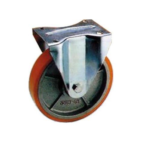 RUOTA POLIURETANO FORCELLA FISSA CON PIASTRA IN ACCIAIO ZINCATO MM.80 A.91 (1/4)