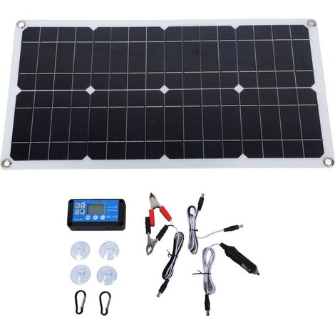 Kit Solaire 100W Portable IP67 avec Régulateur 20A 12V/24V pour Camping-Car, Caravane et Véhicule (1/5)