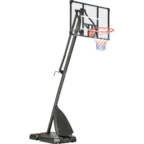CHICFURN Canasta de baloncesto ajustable 293-350 cm de acero negro, móvil para jardín y deporte (1/5)