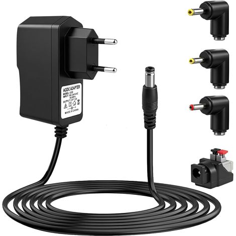 12V 2A Adaptateur Secteur AC à DC Universel Transformateur Alimentation pour LED Strip Routeur Caméra Tablette TV Box 24W Chargeur avec 4 Tips 5,5x2,5mm 4,0x1,7mm 3,5x1,35mm LED Connecteur (1/5)