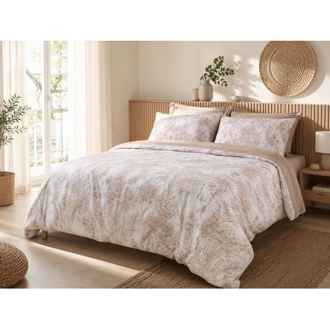 Housse de couette 260 x 240 cm coton 57 fils imprimé végétal JAVA (1/4)