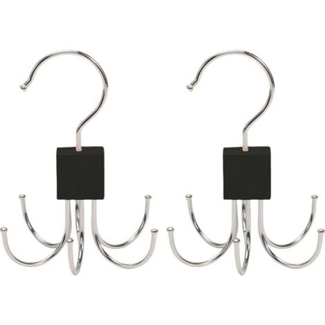 2 ganchos con múltiples garras, multifuncionales, de metal, 10,5 x 10,5 x 17 cm - Adecuados para bufandas, corbatas, cárdigans, carteras, joyas - Negro (1/5)